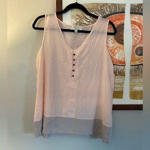 Olive & Oak - light pink and beige tank top tank with buttons